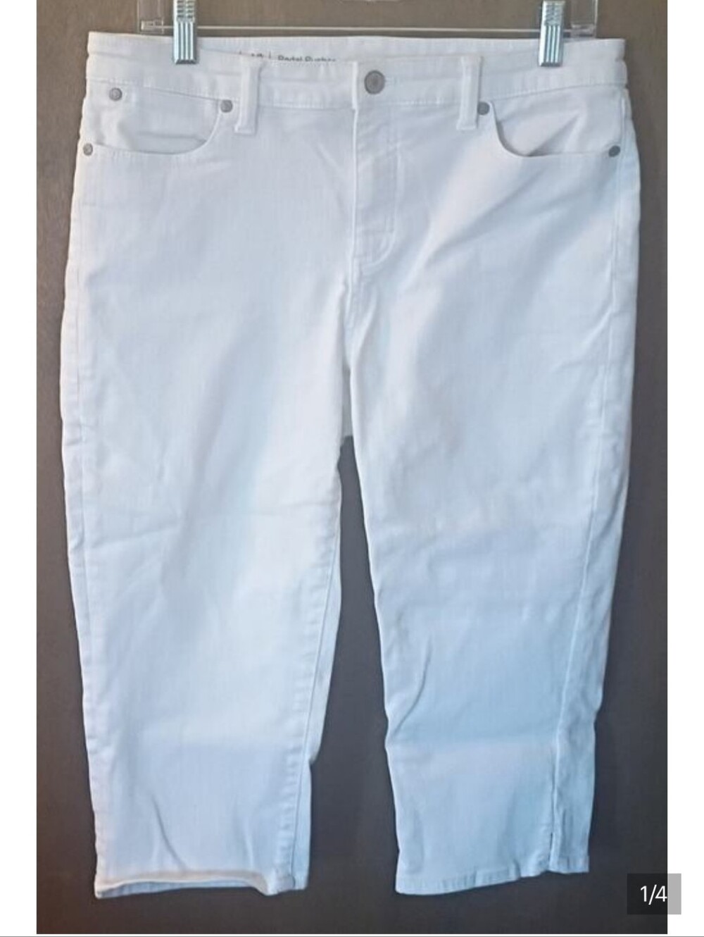Talbots Women 10 White Denim Jean 5 Pocket Petal Pusher Capri Pants